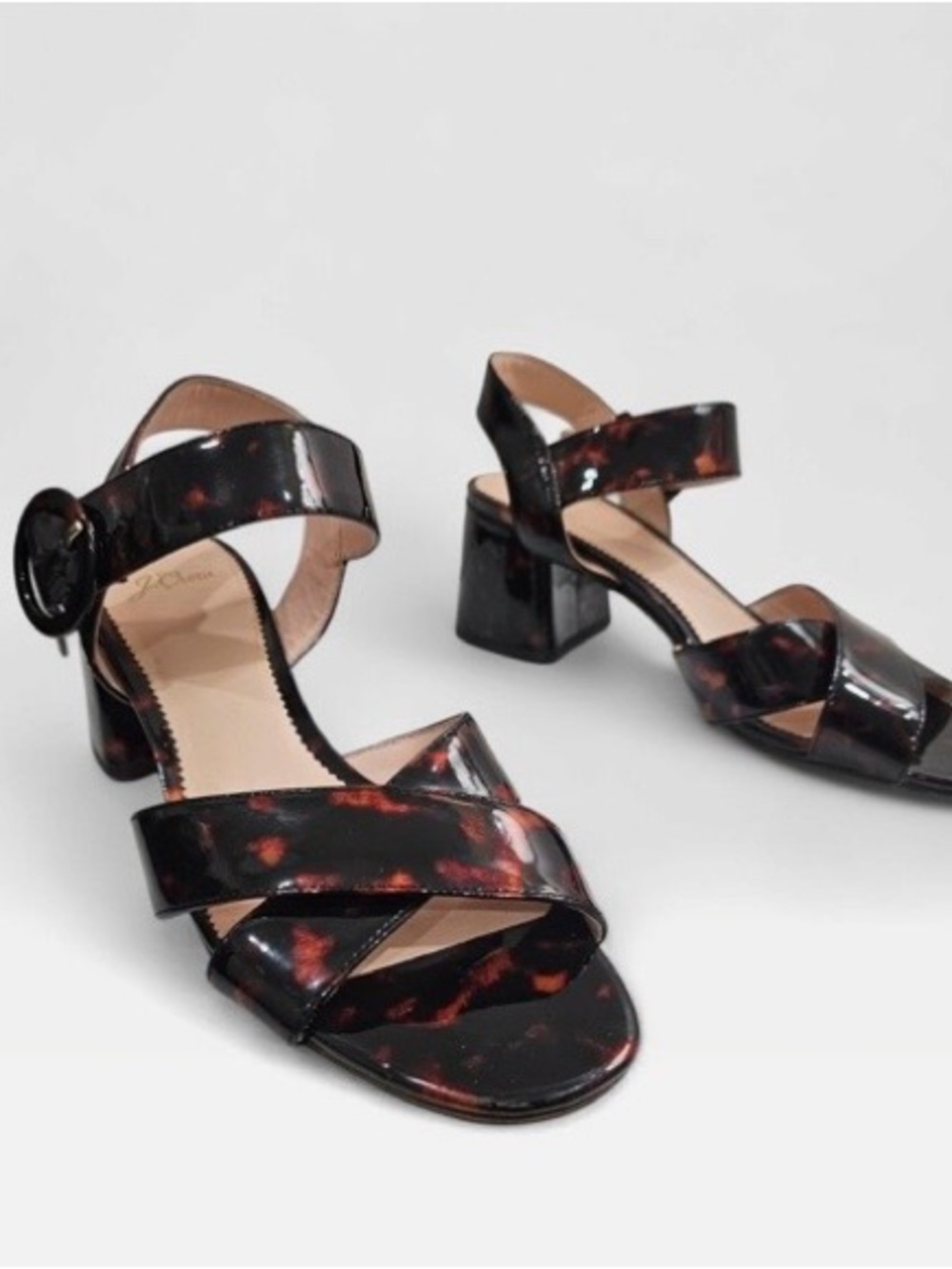 J. Crew Classic Tortoiseshell Block Heel Sandals - Black/Brown